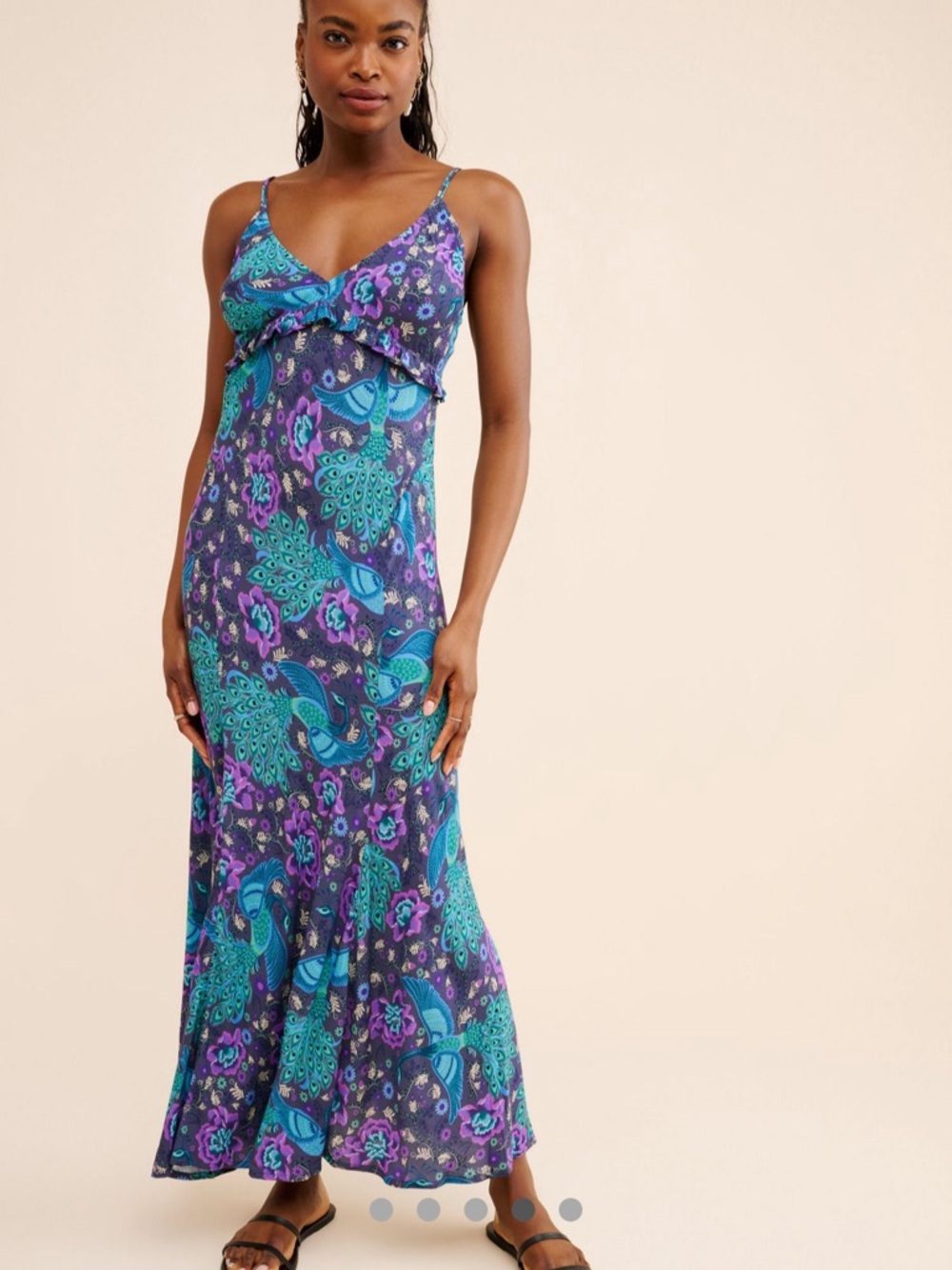 Spell  Boheme Bias Slip Maxi Dress Peacock Blue/Purple XS